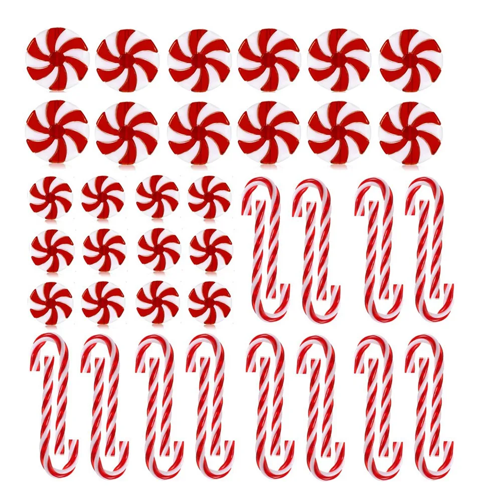 48 Pieces Christmas Candy Canes Candy Swirl Garland Plastic Candy Decoration Tree Candy Garland Ornaments for Xmas