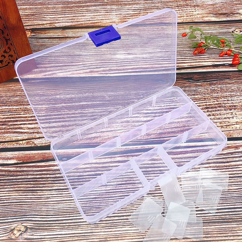 10/15/24 Grids Compartment Transparent Container Box Jewelry Stones Packing Plastic Removable Box Nail Art Tool Storage Case