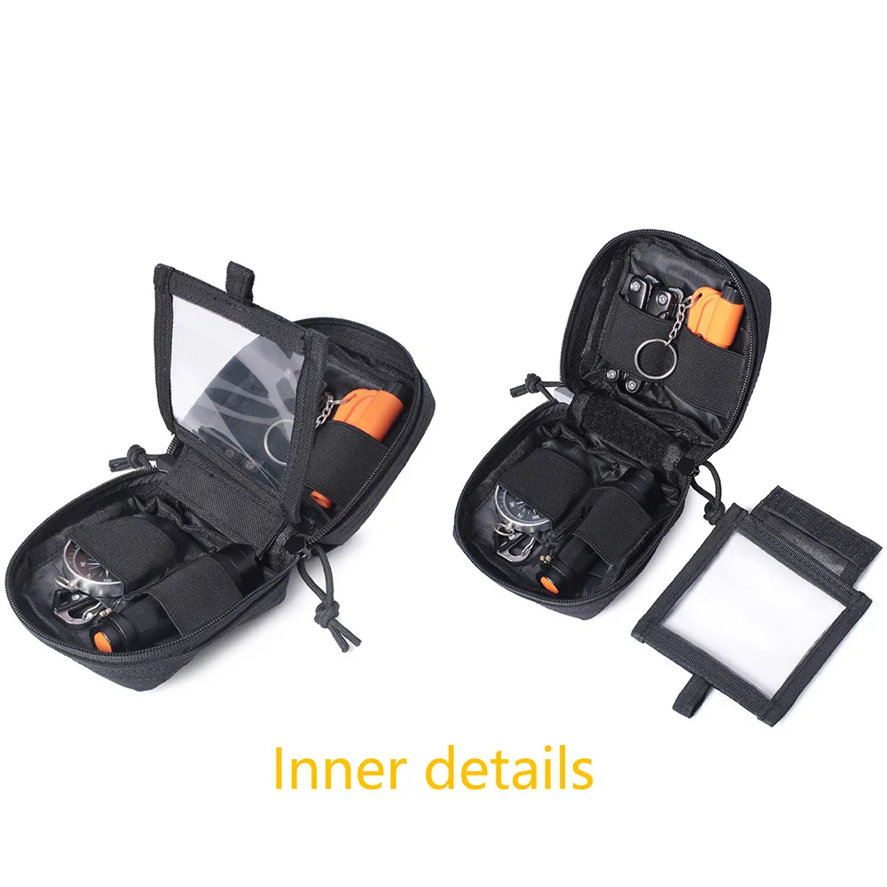 Mini bolsa de cintura EDC MOLLE conjunto de 2 peças da mesma cor - bolsa utilitária para equipamento EDC - pacote de cinto de caça para caminhadas, acampamento