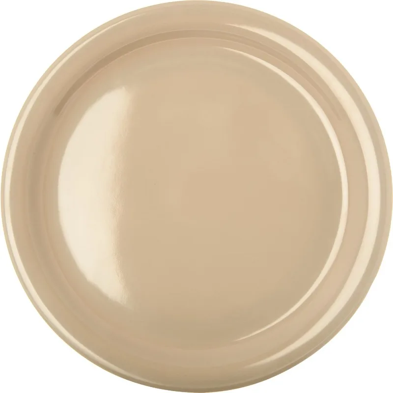 Kingline Reusable Plastic Plate Dinner Plate for Home and Restaurant, Melamine, 9 Inches, Tan, (Pack of 48)