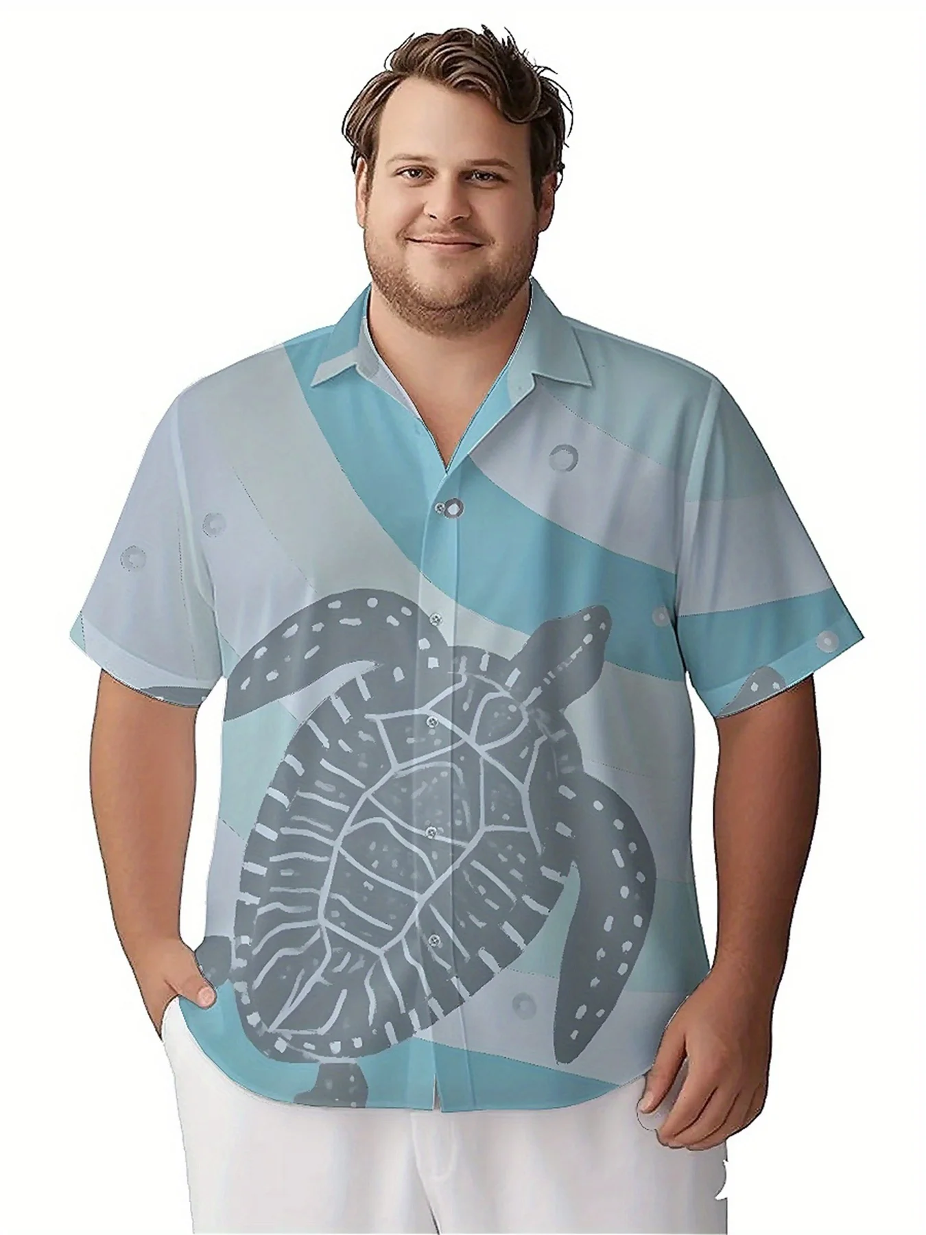 Men's Plus Size Hawaiian Shirts Ocean Inspired Turtle Pattern Pattern, Unisex Aloha Shirts,New in Summer Tops Tee,streetwear