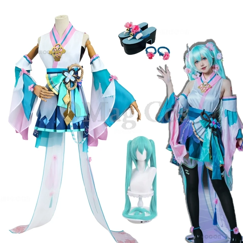 Virture Singer Co Onmyoji Mikuo Kimono Cosplay Costume Wig Anime Women Halloween Japanese Uniform Fancy Dress Women Girls Outfit