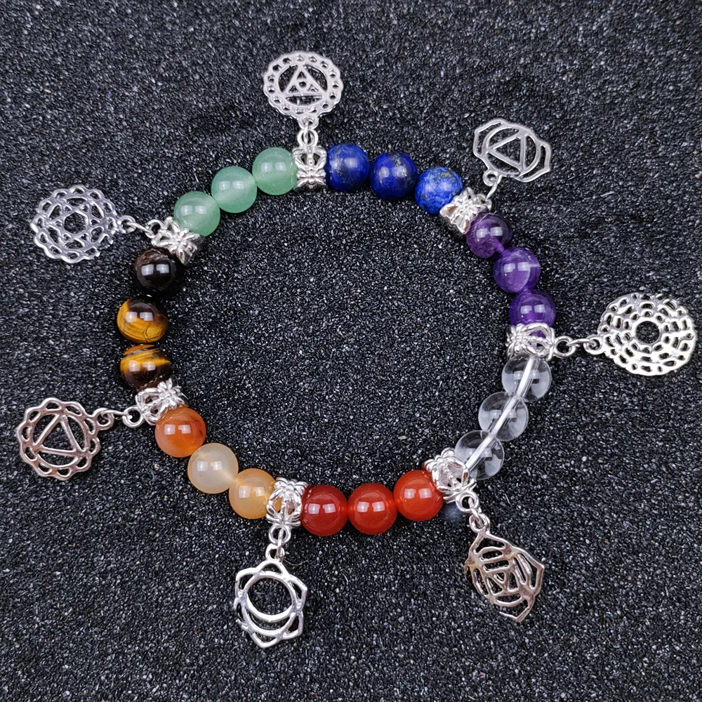 SN1547 New Design 7 Chakra Bracelet Natural Gemstone Women`s Yoga Wrist Mala Handmade Buddha Jewelry