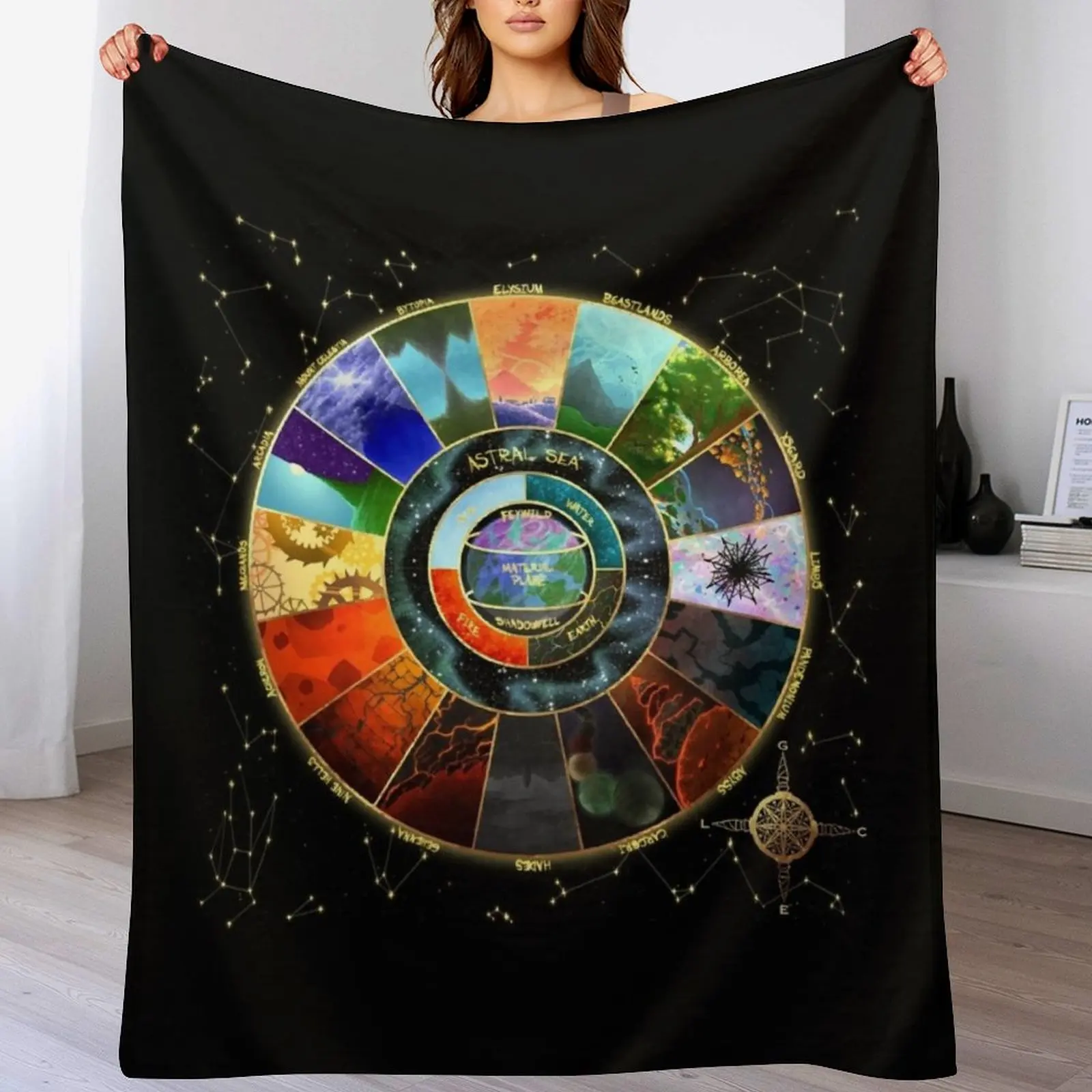 Planescape Map Poster Throw Blanket Spring Fall Cozy Throw Blanket for Couch