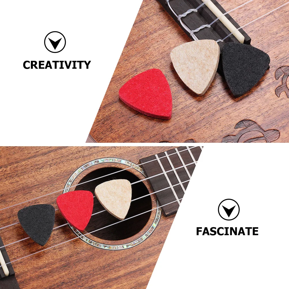 

3pcs Wool Felt Guitar Picks Portable Practical For Electric Folk Ukulele Stringed Instrument Players Guitar Accessories