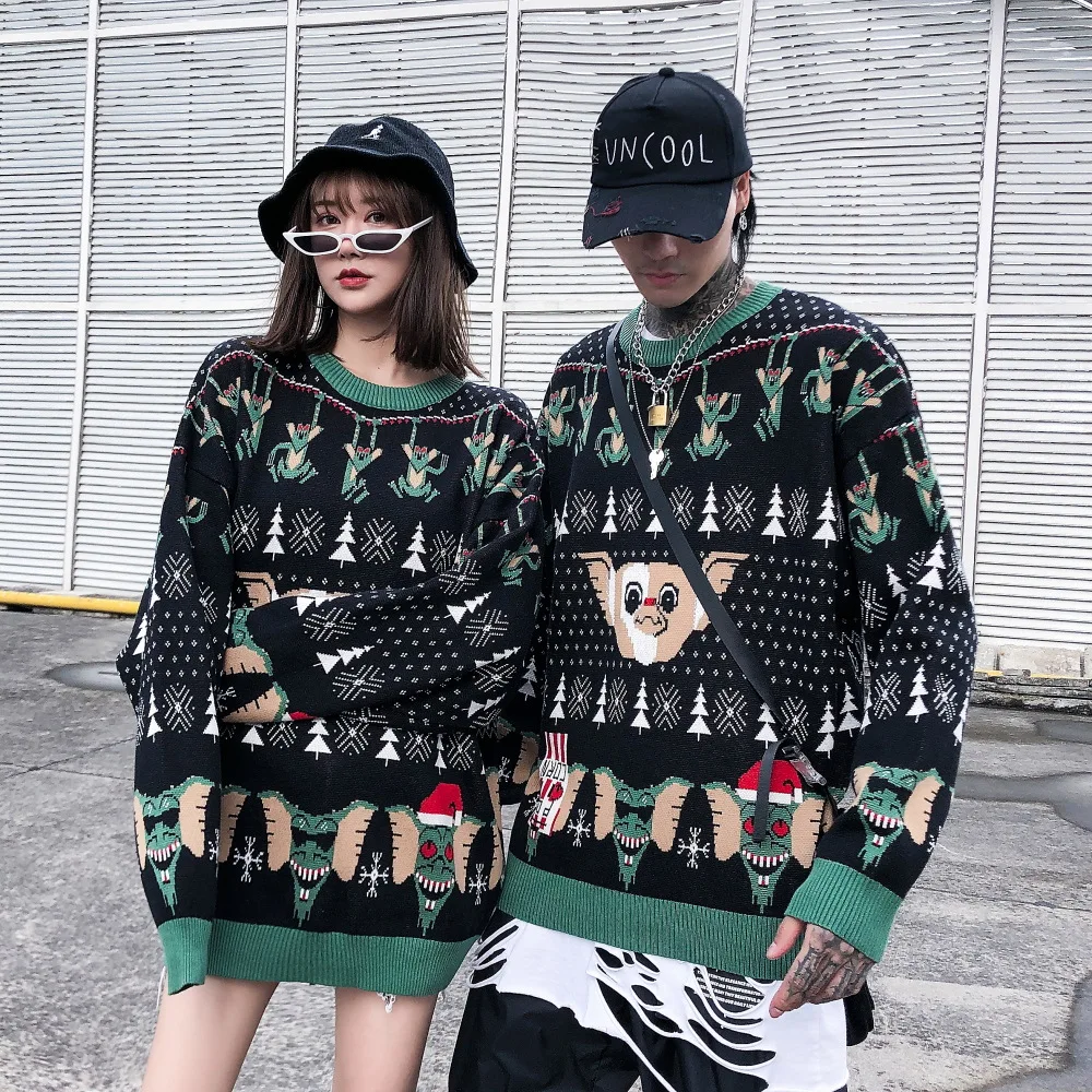 Sweater Ugly Natal 2023 untuk hadiah Santa Elf lucu Pullover Wanita jersey pria Sweater longgar atasan musim gugur musim dingin pakaian atasan