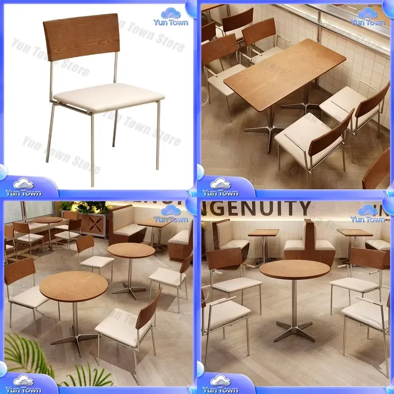 Korean Coffee Shop Table and Chair Set for Milk Tea Dessert Shop Iron Chairs for Western Restaurant Light Meal Café Furniture