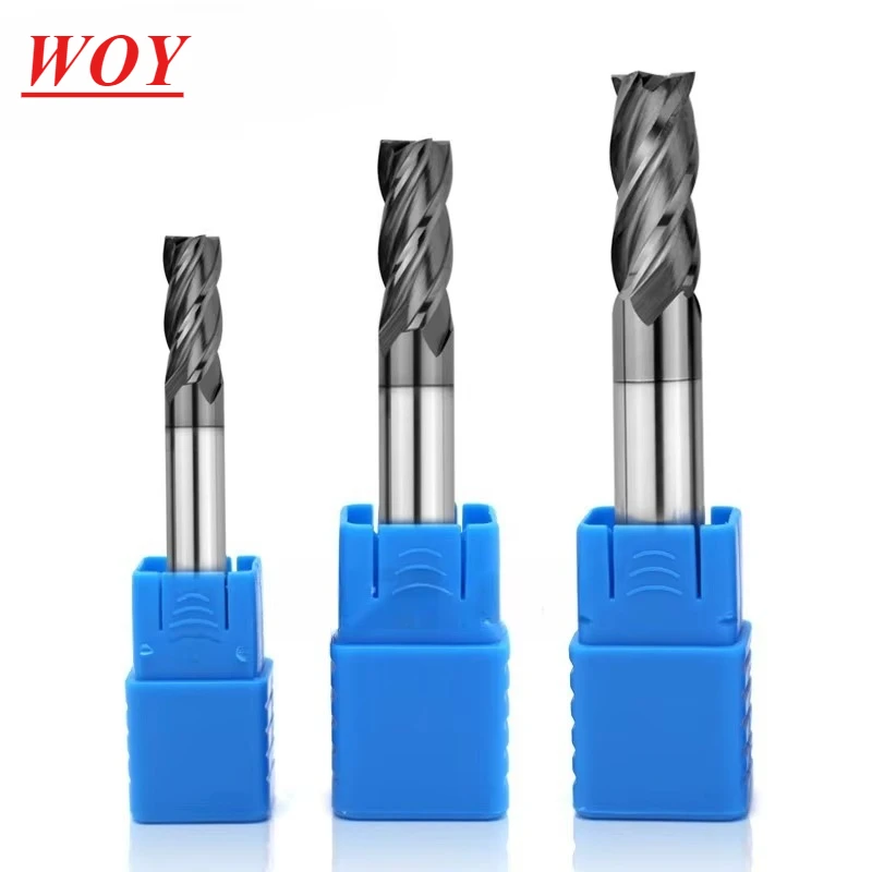 

WOY HRC50 4-Flute Nano Coating Tungsten Steel Carbide Face End Mill CNC Maching Tools Stainless Steel Milling Cutter 1-20mm