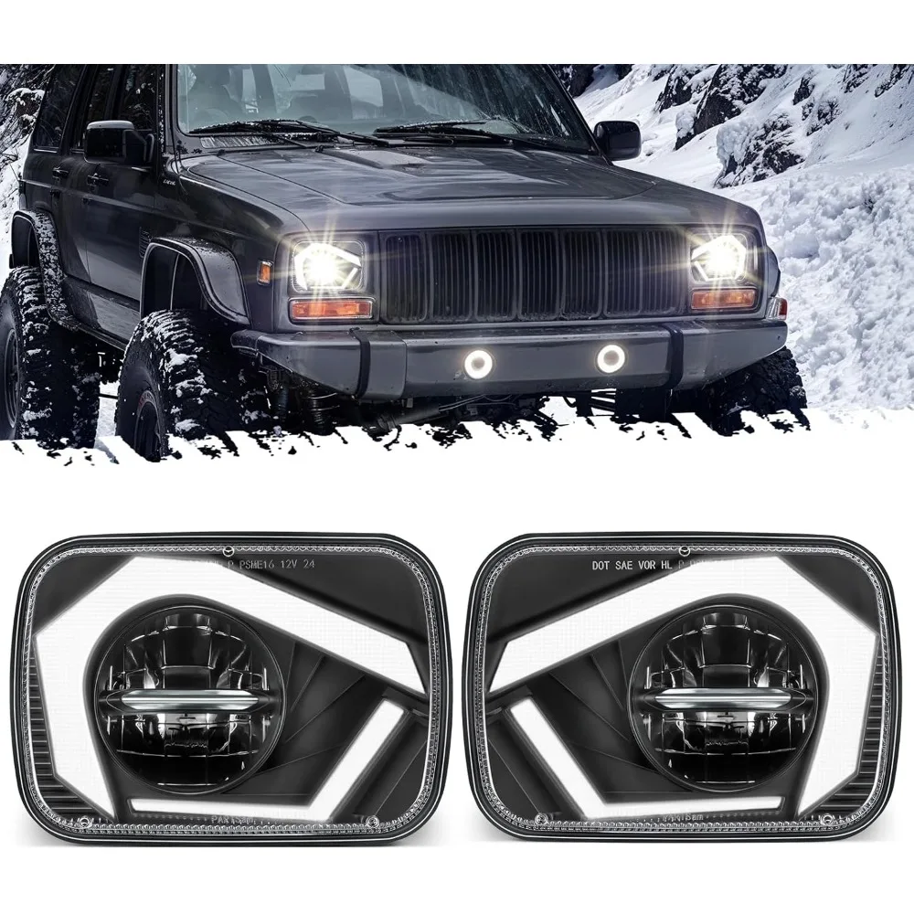 

2025 H6054 LED Headlights 7x6 5x7 Headlamp Hi/Low Sealed Beam Lights [DOT] [Start & End Animation] [Anti-glare] [DRL] [Sequenti