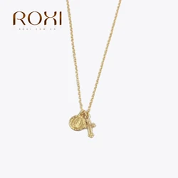 ROXI Vintage Medal Cross Clavicle Necklaces for Women Girls Wedding Pendant Necklaces Sterling Silver 925 Chain Gold Necklace
