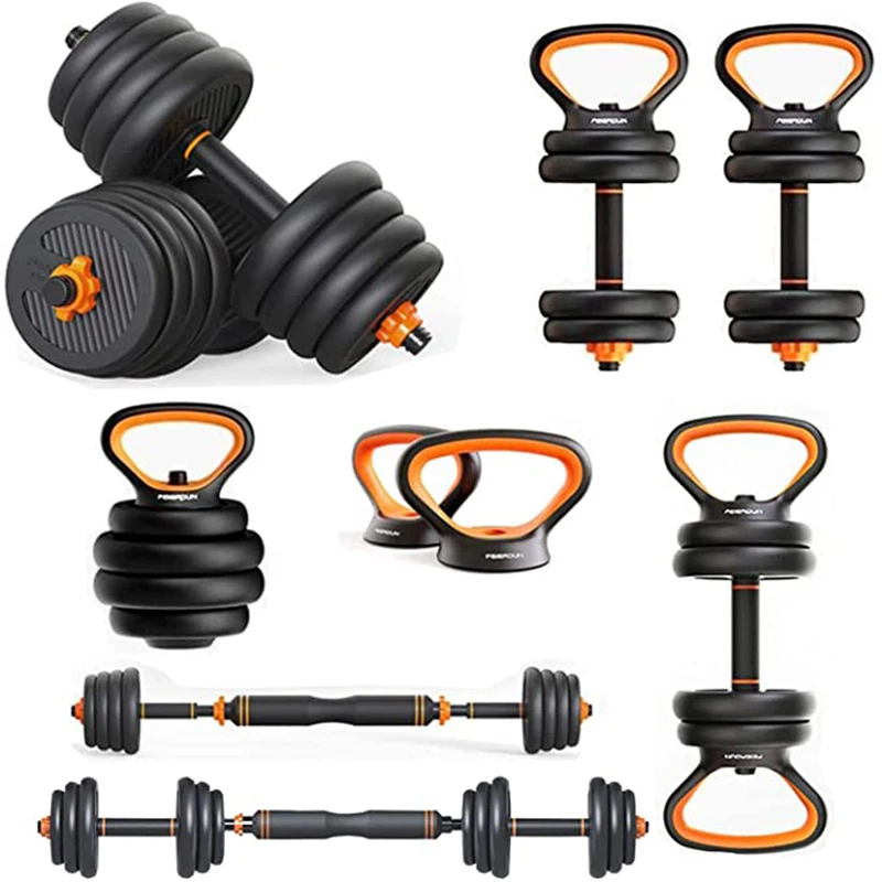 

2021 New Popular 6 in 1 Adjustable Dumbbell Barbell Kettlebell Set Push up Stand Kettlebells Workout Fitness Exercise