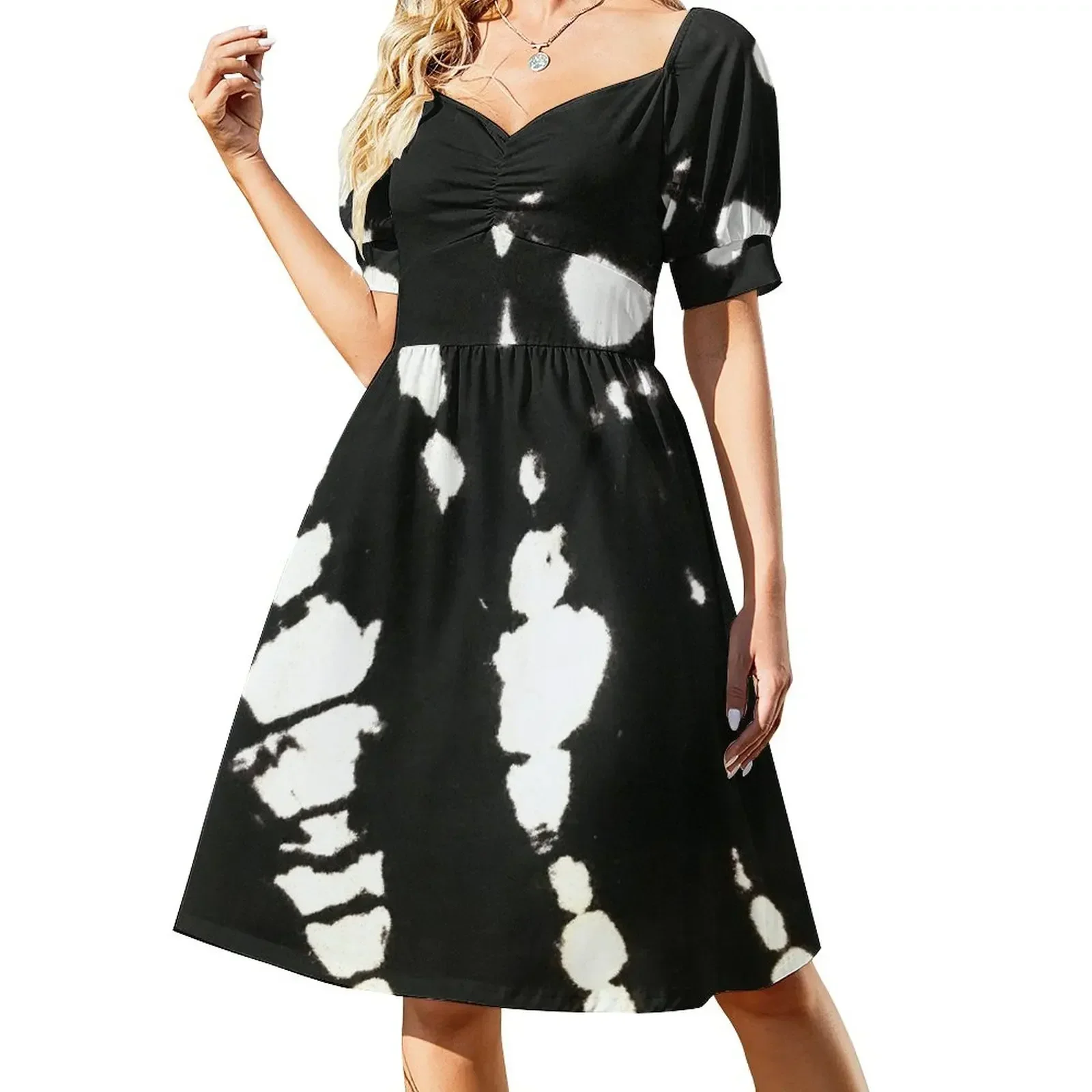 contemporary minimalist ink brush stroke black white abstract Short-Sleeved Dress dress women summer 2025 sexy dress