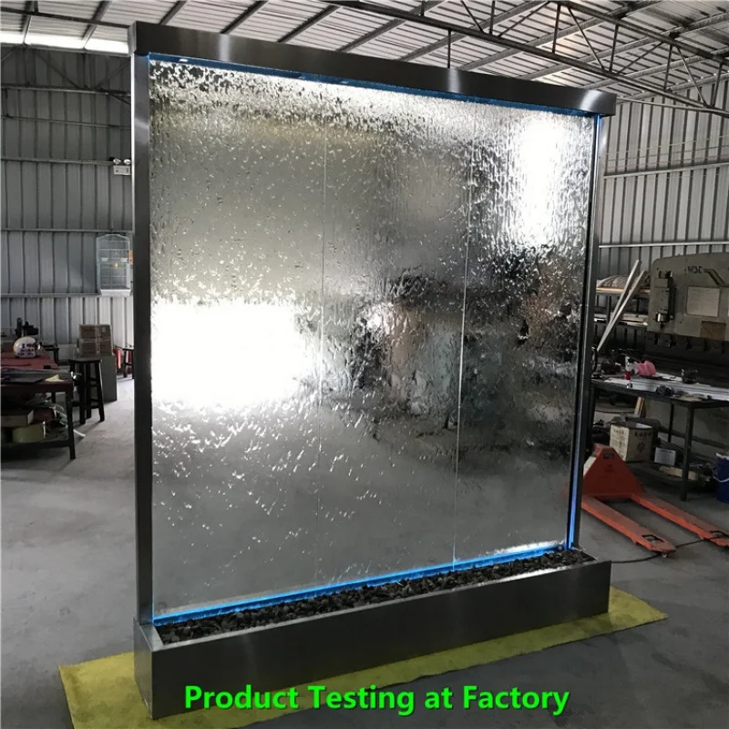 مخصص. حار بيع شلال زجاجي داخلي ميزة نافورة الفولاذ المقاوم للصدأ