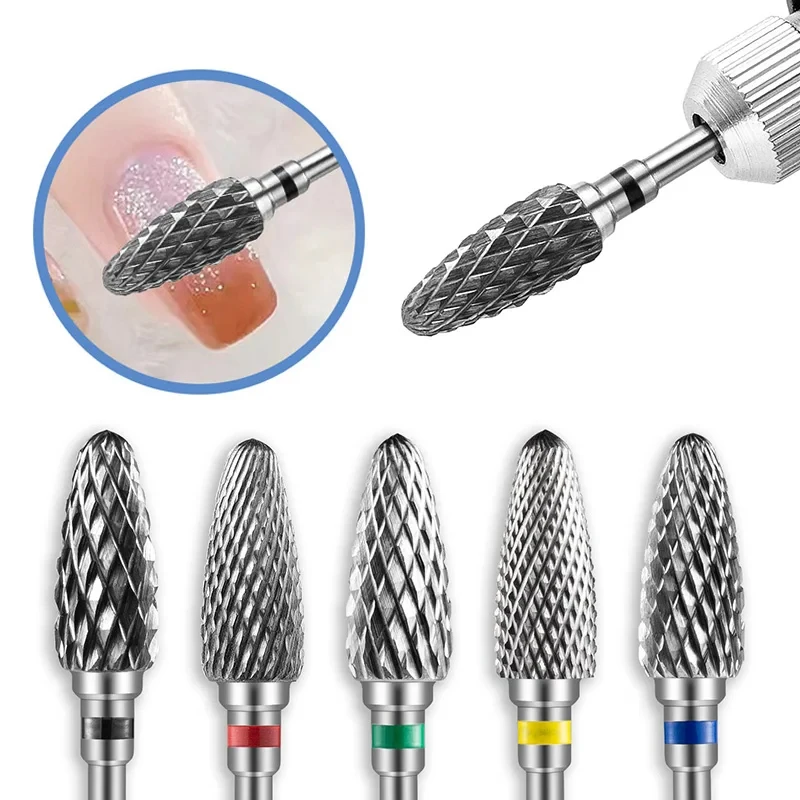 Nail Art Drill Bit Tungsten Carbide Steel Cone Tools Gel Removal Polishing Cuticle Clean Machine Nail Art Grinding Head Tools