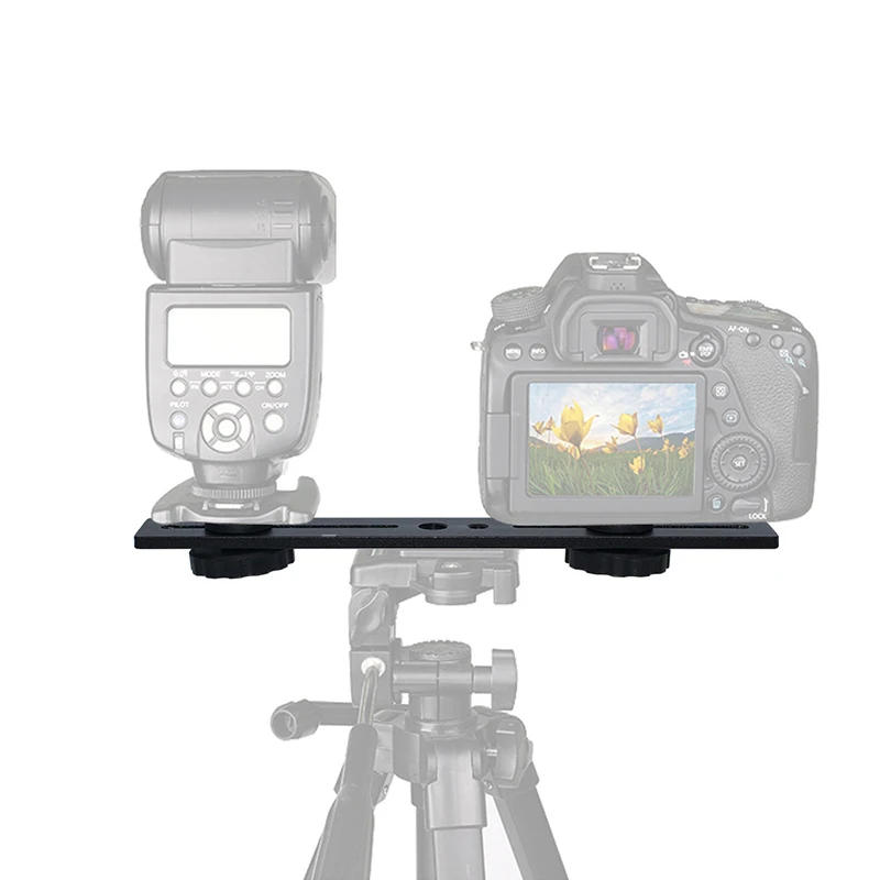 1Pc Dual Kamera Halterung Stativ Halterung 20cm Flash Halterung Verlängerung Bar Mit 1/4 "Schraube Für Kamera DSLR LED Licht Stehen Mikrofon