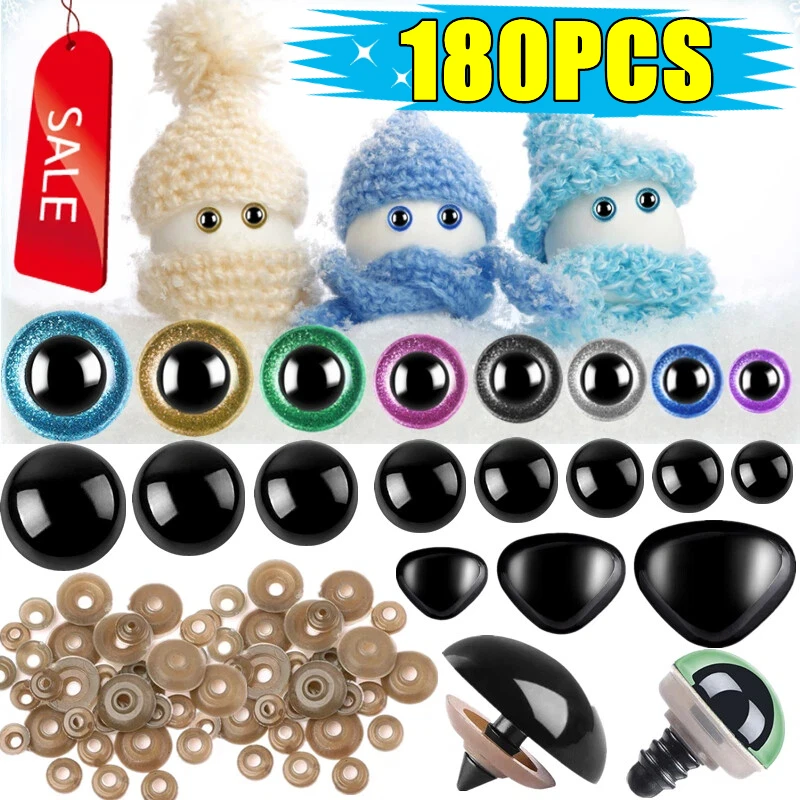 

180PCS Safety Eyes and Nose with Washers for Amigurumi Stuffed Animal Eyes Plastic Craft Doll Crochet Eyes DIY Bear Toy Supplies