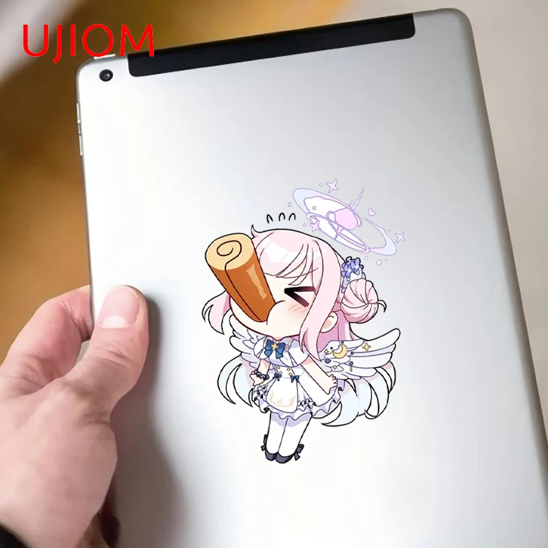 UJIOM 13cm × 9.3cm Blue Archive Mika Misono Chibi Wall Stickers Sweet Little Girl Tuya Decals Cool Living Room Decoration
