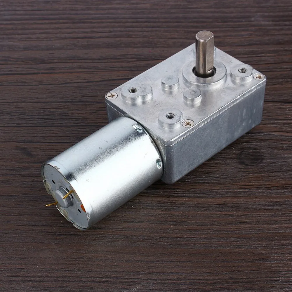 DC 12V Worm Gear Motor Double Shaft Reversible Geared Motor High Torque With Encoder Electric Motor Industrial Machinery