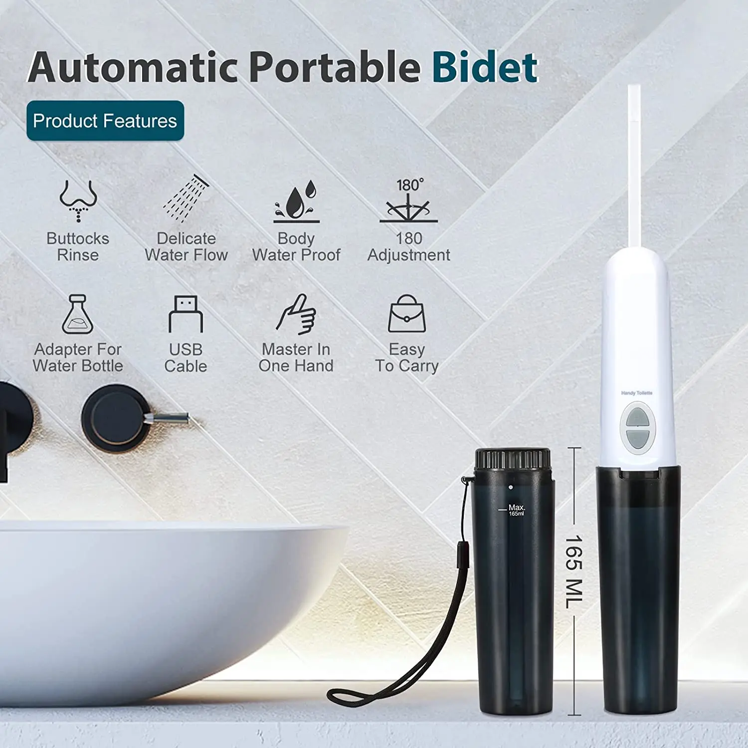 Imagem -02 - Bidé Elétrico Portátil para Viagens Recarregável tipo c Handheld Postnatal Cleanser