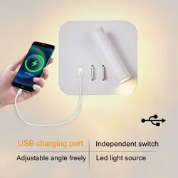 LED Reading Wall Lamp with Switch USB Charging Adjustable Bedroom Bedside Backlight Headboard Sconce Wall Light Fixture 220V