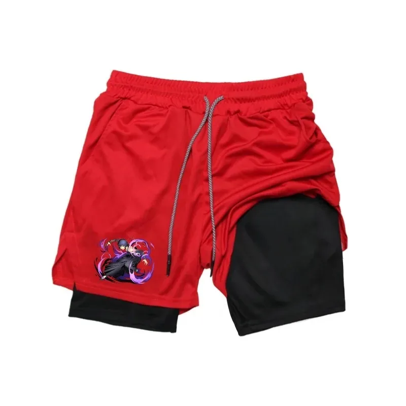 Athletic Multi-functional 2-in-1 Running Shorts for Men Gym Workout Compression Double Deck Phone Pocket Towel Loop Summer Sport