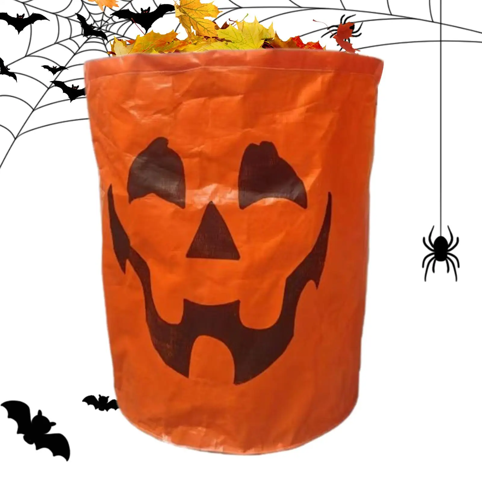 Мешок с листьями на Хэллоуин, многоразовые сумки с тыквой и листьями, 272 л, уличное украшение, контейнер для мусора с осенней ручкой для сада