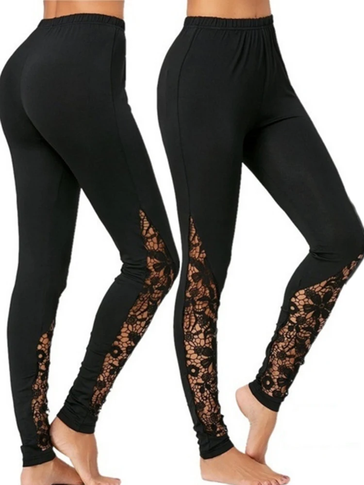 Lace Sexy Leggings Women Sport Fitness Running Leggins High Waist Push Up Yoga Pants Gym Girl Tights