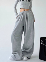 Y2K Loose Wide Leg Sweatpants Women Streetwear Baggy Oversize Gray Sports Pants Harajuku High Waist Drawstring Joggers Trousers