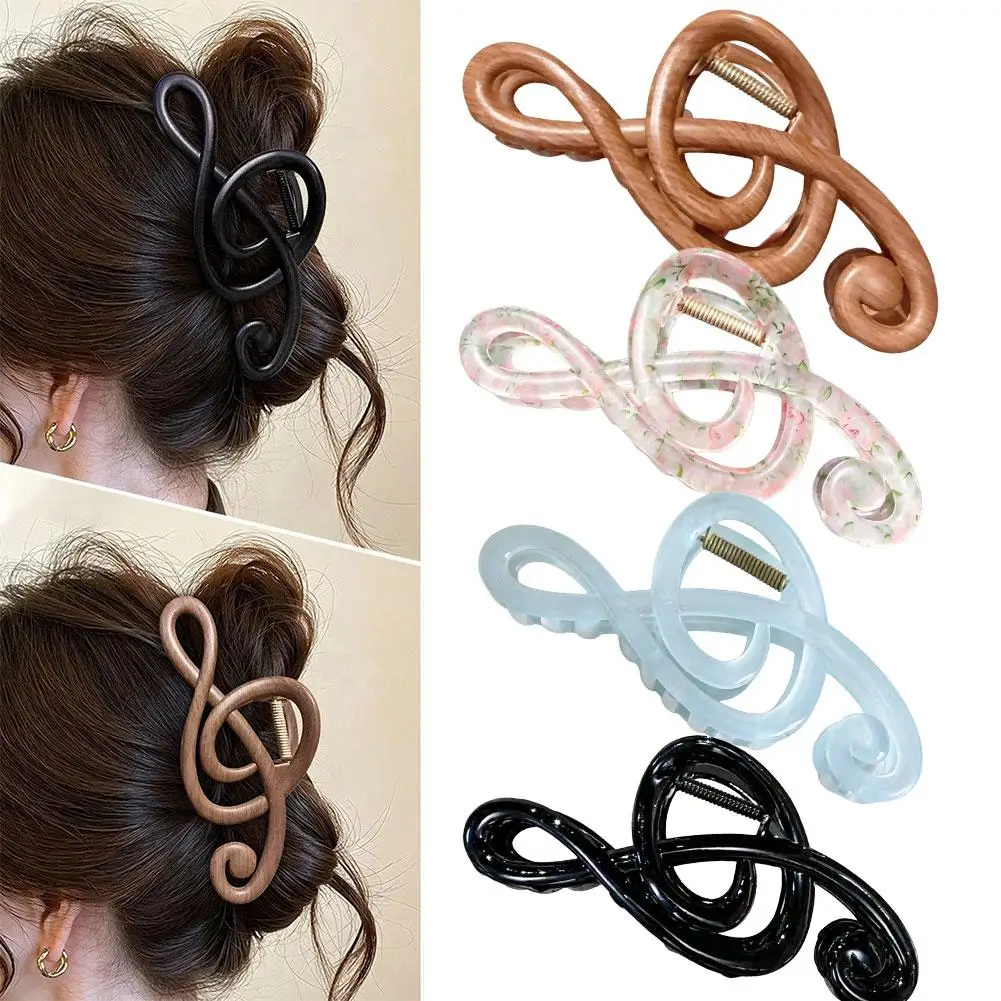 Large Music Note Hair Claw Clip Matte Treble Clef Hair Clamp Non Slip Horsetail Bun Barrette For Women Hair Accessories 13cm