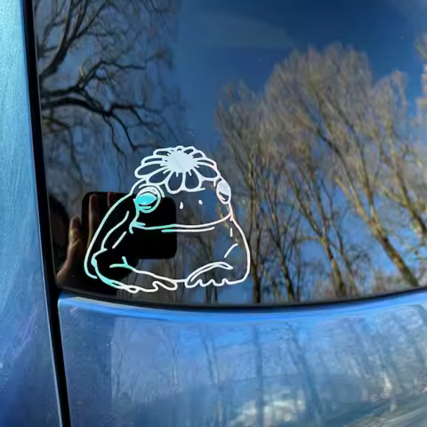 Frog With Flower Car Decals Bumper Funny VInyl Decor Stickers Accessories Die Cut Film Decoration