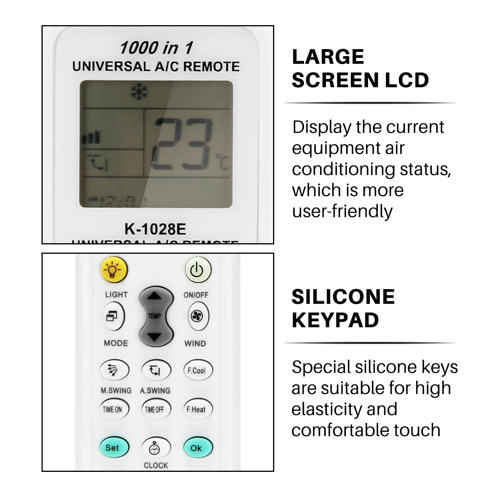 حالة الهواء العالمية وحدة تحكم عن بعد A/C ، في 1 LCD ، استهلاك منخفض للطاقة ، من من الخارج