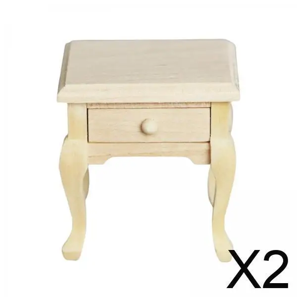 

1 12 Scale Dollhouse Miniature Furniture Wooden Nightstand Bedroom Bedside Table for DIY Decoration Play
