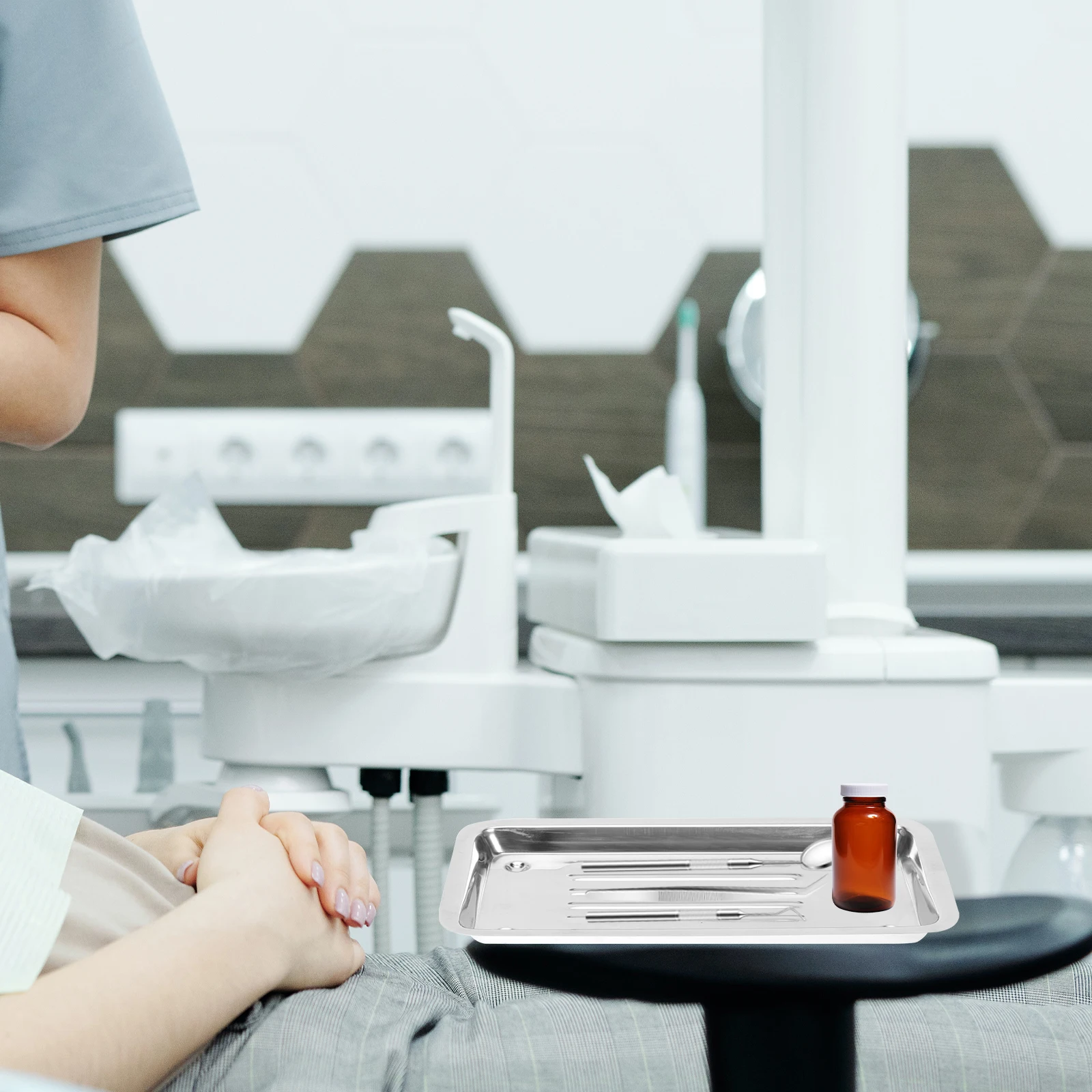 

1Pcs Stainless Steel Tray Practical Medical Hospital Dental Tray for Instruments Fluids Specimens Waste