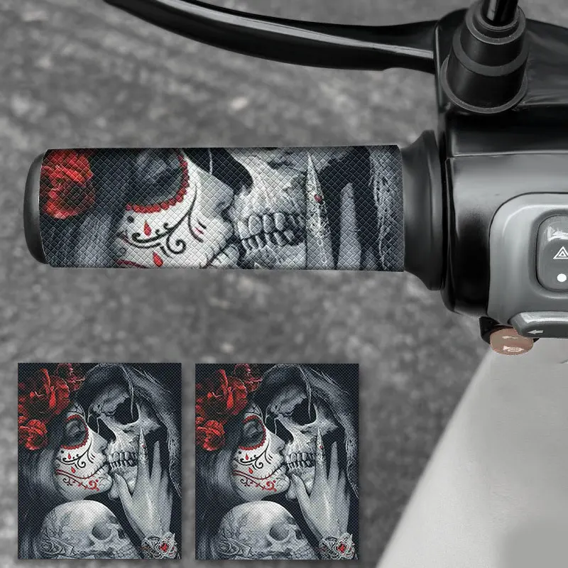 2PCS Gothic Style Motorcycle Handlebar Stickers Waterproof for DlY Motorbike Bicycles Scooter Universal Anti-slip Decoration