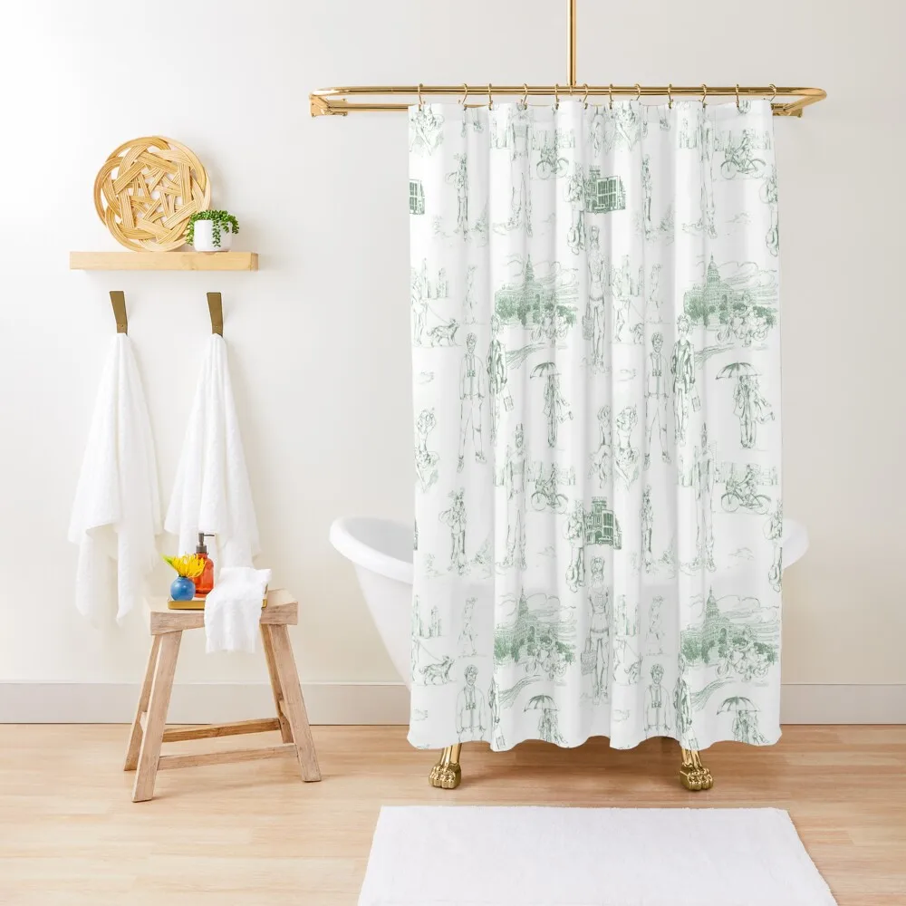 

Hipster Toile Succulent Shower Curtain Bathroom And Shower Bathroom Decor Anti-Mold Waterproof Shower Bathroom Box Curtain