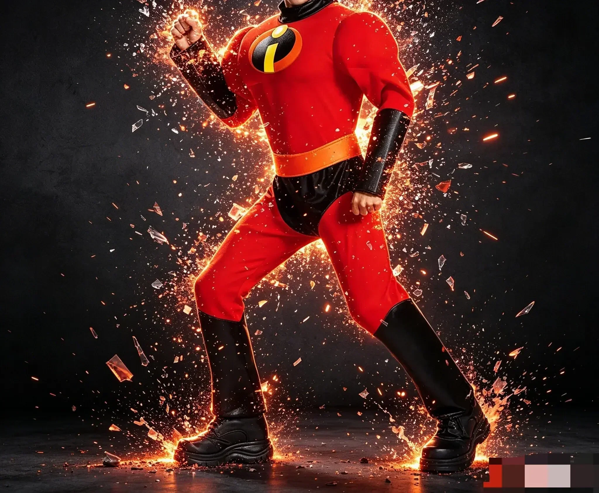 Halloween adult incredible cosplay costume anime incredible red jumpsuit mask full set of Halloween costumes for men and women view 2