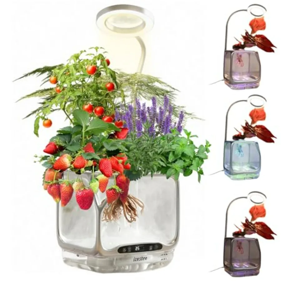 

Smart Aeroponic Indoor Herb Garden Kit with Air Humidifier Auto Light 3 Mist Modes Temperature Control for Growing Vegetables F
