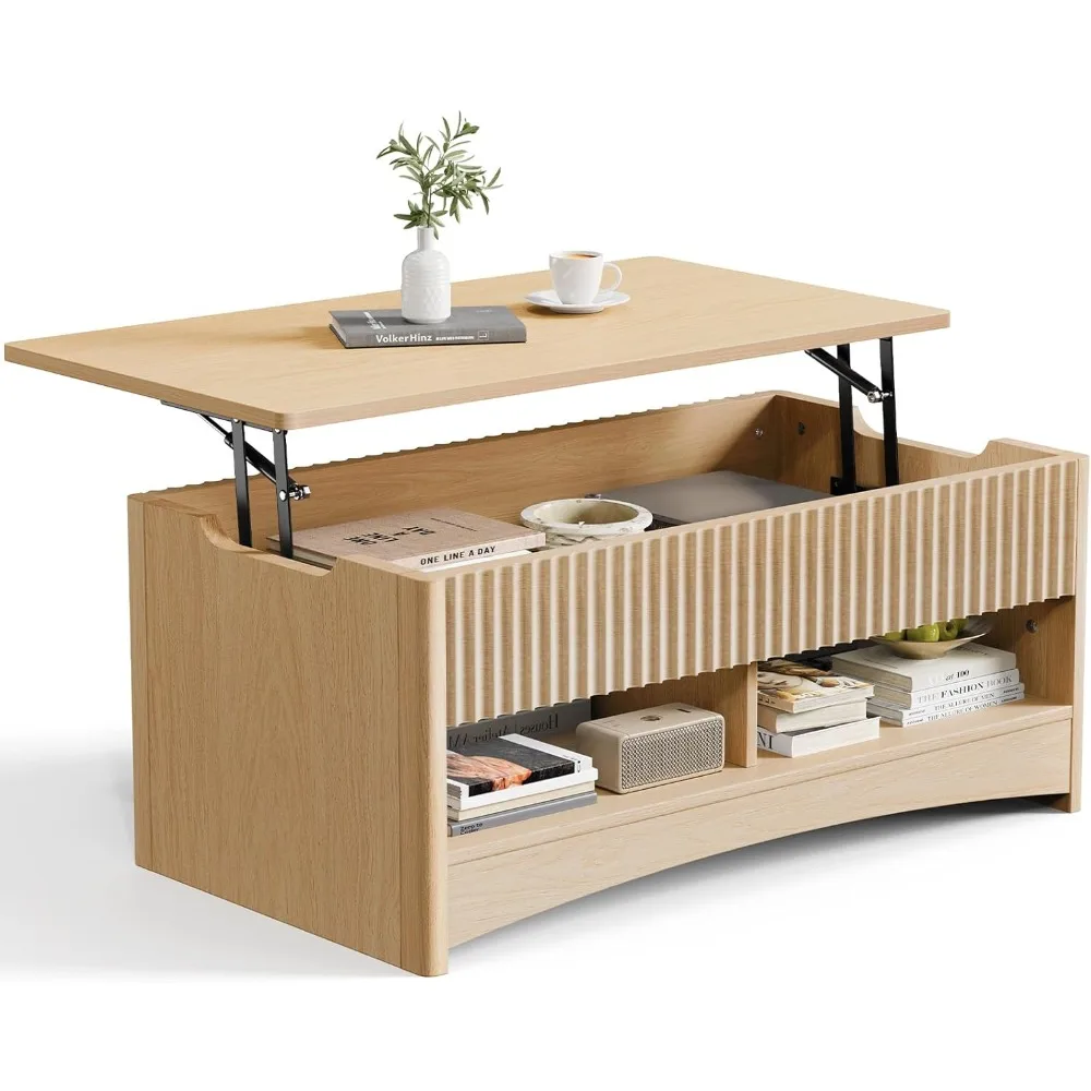 Amada Coffee Table Fluted Lift Top, 35.2