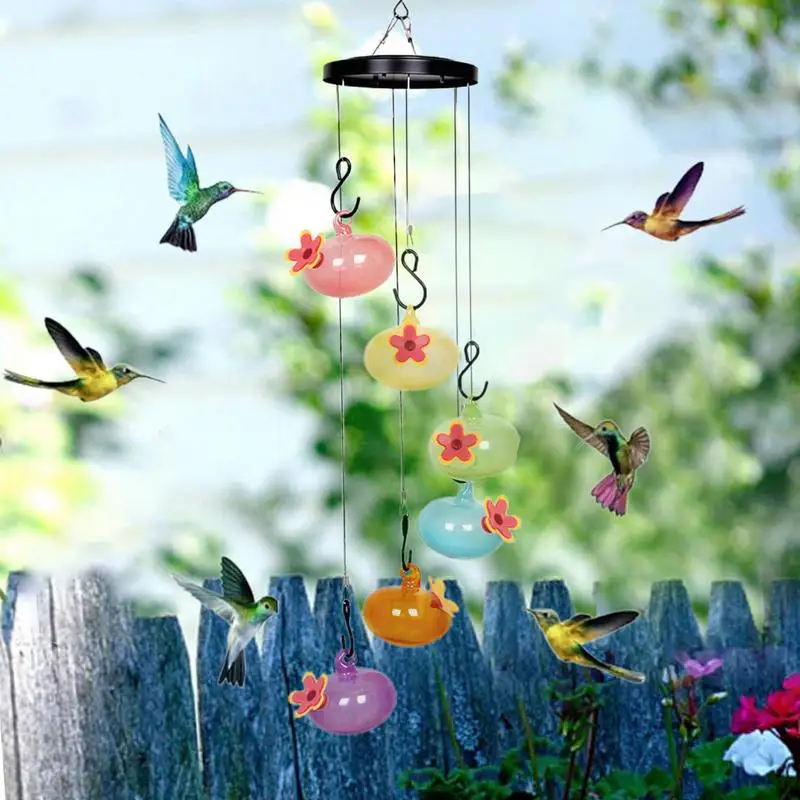 Wind Chimes Hummingbird Feeder Set Of 6 Outdoor Wind Chimes Hummingbird Feeders Jays Robins Sparrows Wild Bird Watching Feeder