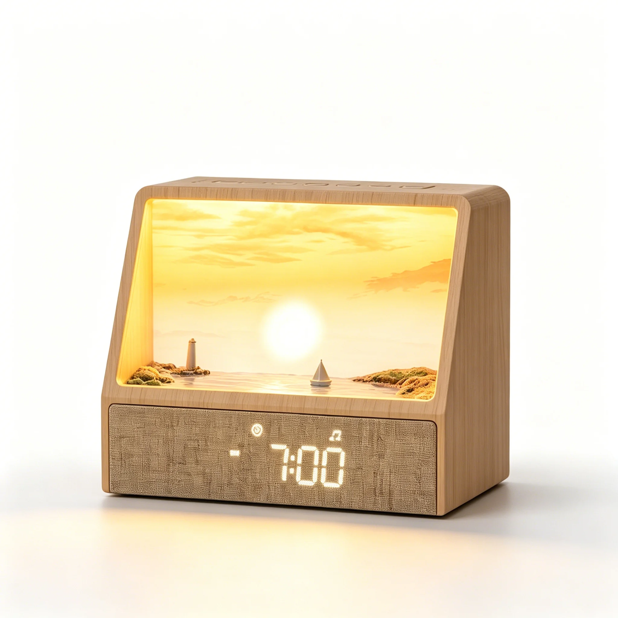 Sonnenaufgang-Wecker mit Tischlampe, Weißes Rauschen, Aufwachlicht mit beruhigenden Klängen, Bluetooth-Schlafhilfe, Nachtlicht für Schlafzimmerdekoration