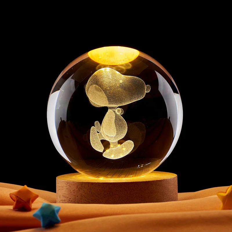 Snoopy Figure Model Crystal Ball Cartoon Anime Derivative Peripherals Home Decor Accessories Valentine’s Day Birthday Party Gift