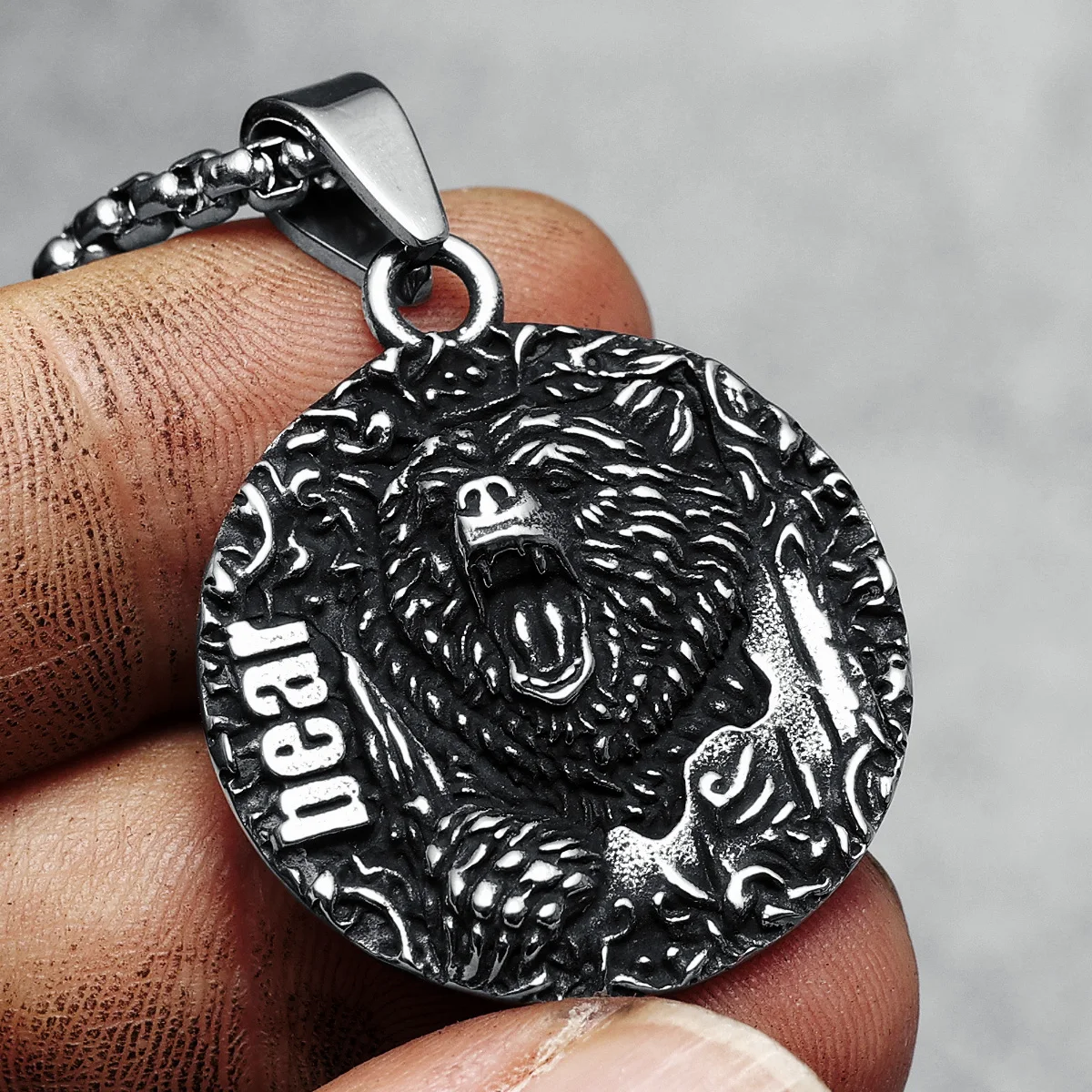 Fierce Tiger Necklace 316L Stainless Steel Wild Bear Men Pendants Animal Beast Chain Rock Punk for Friend Male Jewelry Best Gift