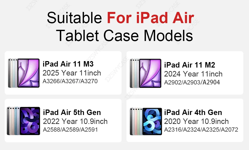 Für iPad Pro 11 Hülle 4./3./2. Generation, Air 10.9 5./4. Generation, Air 11 M2 M3 M4, 10. 10.9 11. Generation A16 11, Mini 6 A17 Pro Slim PU-Cover – Detail 4