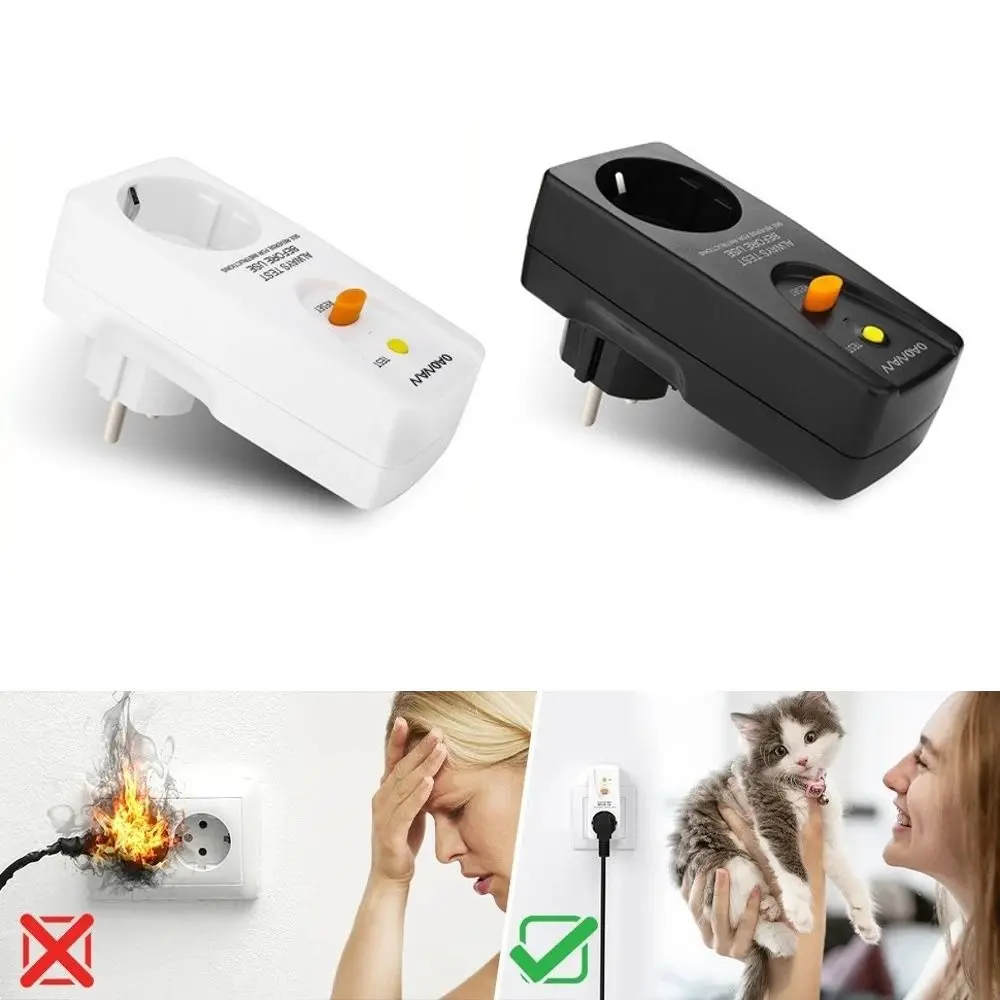 Protection 16A Rating GFCI Plug Leakproof Design EU Plug Circuit Breaker Plug FI Safety Switch RCD Cut-Off Switch Home Circuit