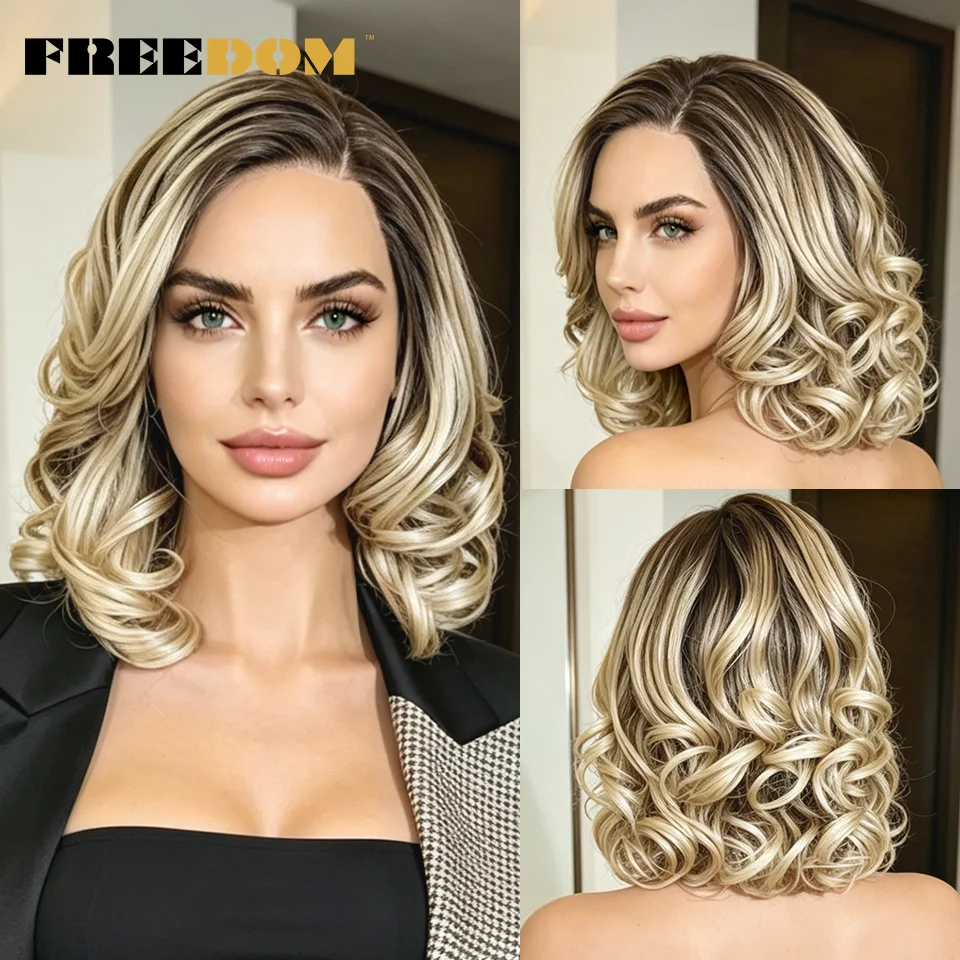 pelucas-sinteticas-con-frente-de-encaje-freedom-para-mujer-peluca-corta-de-10-pulgadas-con-flequillo-lateral-color-marron-y-rubio-peluca-de-cosplay-peluca-ondulada-natural-para-uso-diario