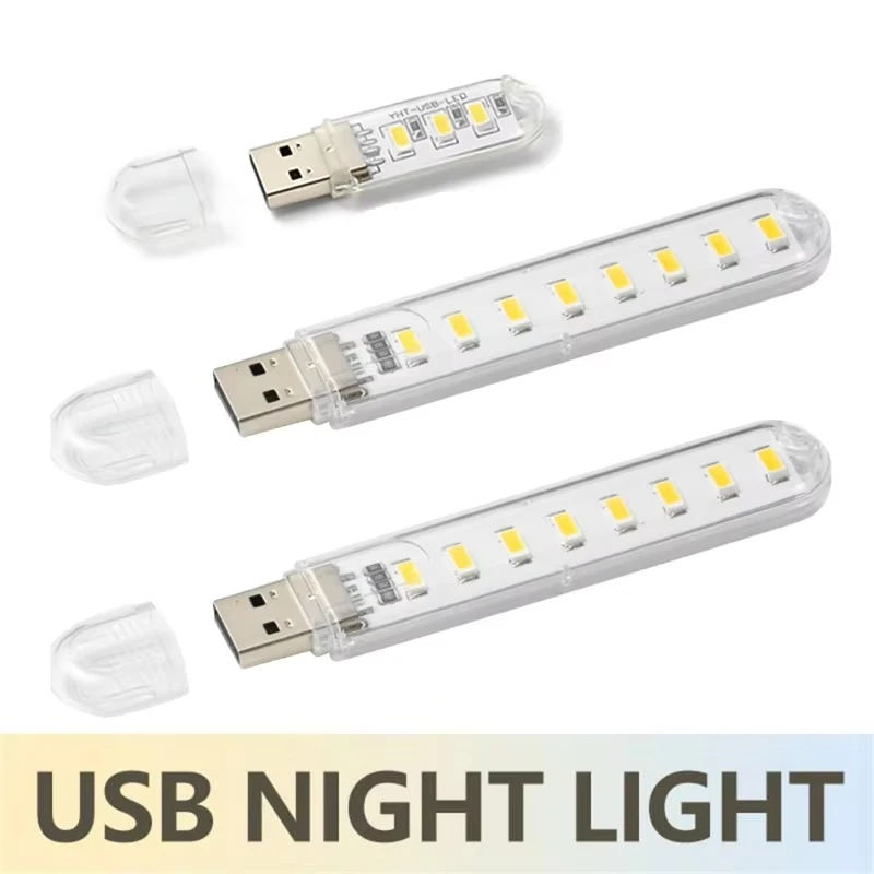 Mini Portable LED USB Light 2-24LEDS Book Light Reading Night Light Warm White 5V Power 3000K-7000K For PC Laptop Mobile Power