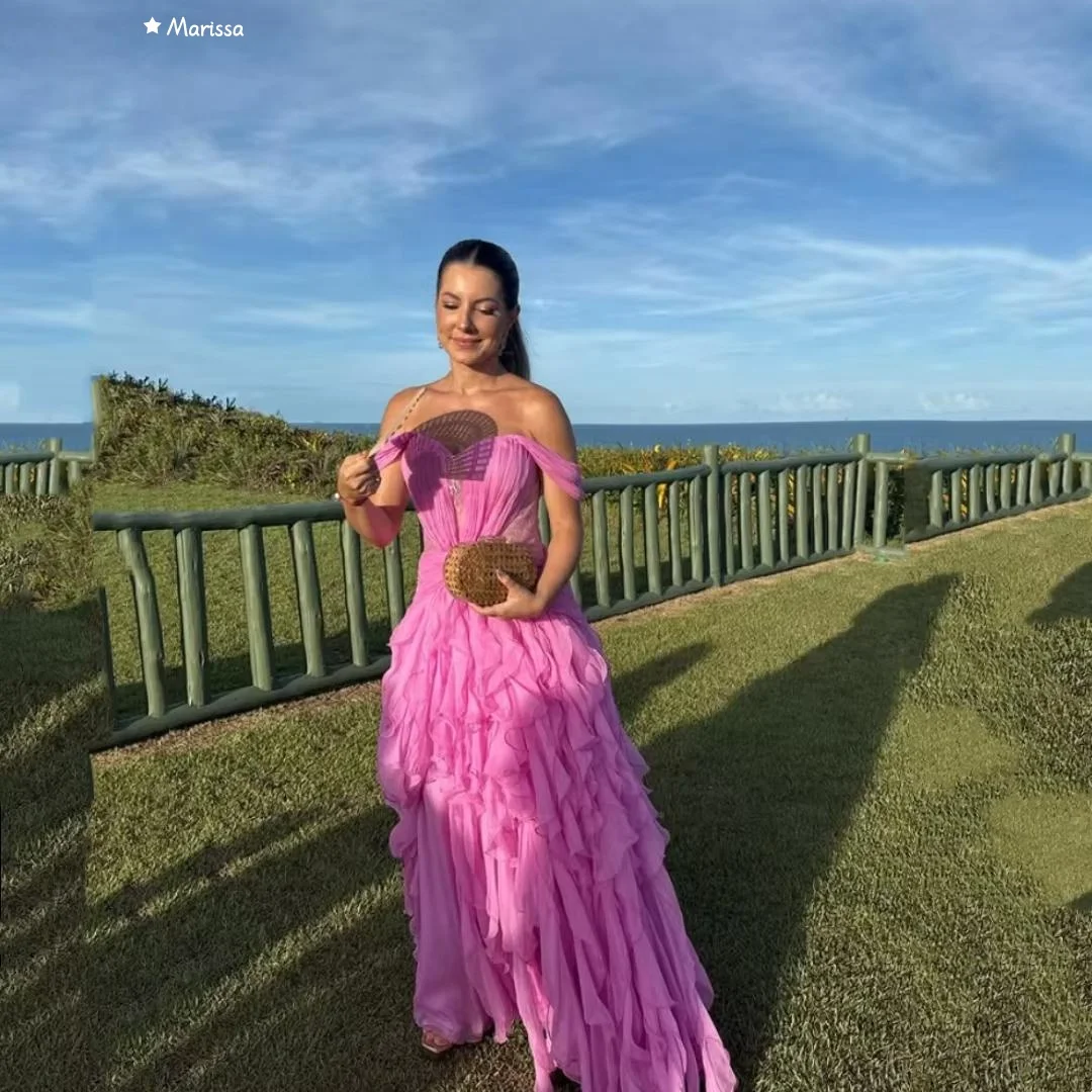 

Marissa Custom Made Ball Gowns Elegant Party Dresses for Wedding Woman Pink Line A Women's Prom Dress 2025 Chiffon Evening Gown