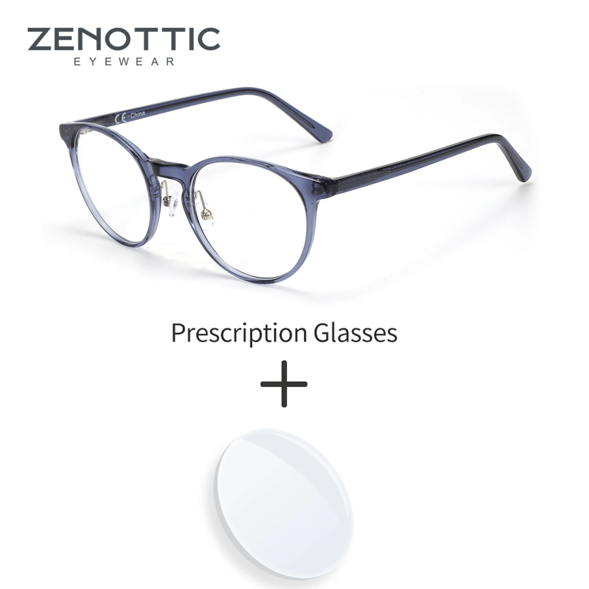 

ZENOTTIC Acetate Prescription Eyewear Round Progressive Optical Eyeglasses For Men Women Anti-Blue Light Myopia Glasses