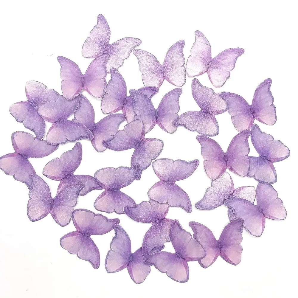 48Pcs Wafer Paper Butterflies for Cake Decor 3D Butterfly Cupcake Toppers Wedding Birthday Baby Shower Party Decoration Supplies