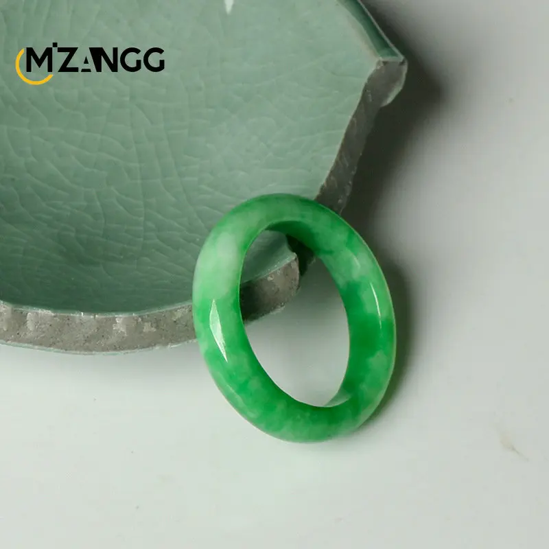 Natural Jadeite Ring Full Green Vintage Luxury Couples Men and Women Jade Ring Hand-carved Personality Jewelry Mascot Souvenirs